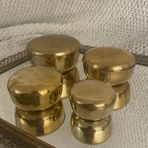 stacking brass bowls with lids, set of 4